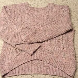Twenty8Twelve cable knit high-low hem pink sweater